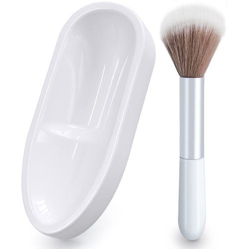 French Tip Dip Nail Powder Tray System with Dust Cleaning Brush, Unibouti Easy Short Extended Nails Smile Line Mold, Nail Art Accessories Manicure Tool, ABS Unbending, White