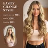 GOO GOO Wire Hair Extensions Human Hair, 17A/60A Ash Blonde mix Platinum Blonde Highlighted 14inch 75g, Invisible Wire Hair Extensions with Transparent, Seamless Fish Line Hairpiece