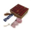 THY COLLECTIBLES Set of 3 Drilled Yoni Eggs Rose Crystal Quartz Jade Egg for Kegel Exercise Pelvic Floor Muscles Vaginal Exercise Ben Wa Ball Health Care for Women Brocade Gift Box & Pouch