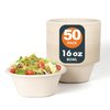 hooray mida 16 OZ [50 Pack] Heavy Duty Disposable Paper Bowls - Eco-friendly Natural Bagasse - Biodegradable Bowls for Cereal, French Fries,Rice
