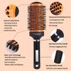 Round Brush for Blow Drying, Ceramic Thermal Barrel Brush, 4 Different-Sized Round Hair Brush and Curved Vented Boar Bristle Brush, Round Brush Set for Straightening, Add Volume & Shine