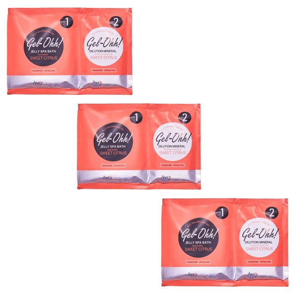 AvryBeauty Gel-Ohh Jelly Spa Bath 3 pack, Citrus Fresh, Citrus Scented, Vitamin C, Jelly Pedicure, Salon Services, Pedicure, Salon Pedi, Relaxation, Heat & Aroma Therapy, Foot Care