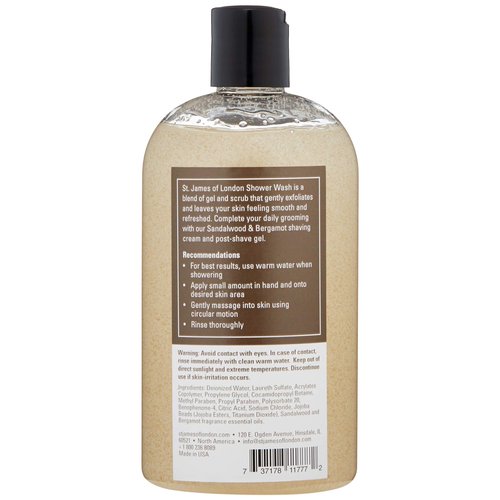 St James of London Sandalwood & Bergamot Body Wash, 16.9 Fl Oz