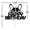 Ferastar Happy Birthday Dog Cake Topper, Dog Birthday Theme Picks for Pet Party Decorations Supplies Black Glitter.
