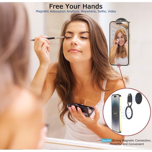 Doflyesky Magnetic Phone Ring Holder with Magsafe, Double Adjustable Gym Finger Ring Grip, Removable Phone Grip, for iPhone, iPad and Smartphones, Compatible with Magnetic Car Mount (Colorful)