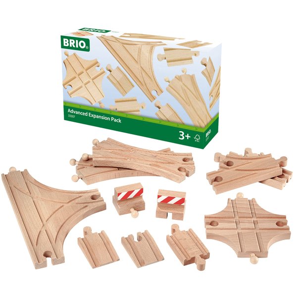 BRIO World 33307 - Advanced Expansion Pack - 11 Piece Set of wooden train tracks for Kids | Train Set Expansion | Fun Learning Toy | Compatible with all Railway Toys | FSC Certified
