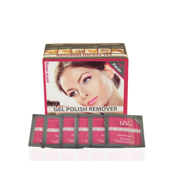UV-NAILS Lacquer & Gel Polish Remover Pads With Acetone Ready to Use. 200 Pieces Count!!! Rose - Scent