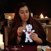 Kathfly 8 Pcs Voodoo Doll Set Include Horror Doll, 7 Pcs Skull Pins Ghost Doll Soft Revenge Dammit Creepy Dolls Pin Holder Voodoo Resin Metal Straight Pins Stress Relieving(White)