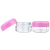Beauticom 15 gram/15ml Empty Clear Small Round Travel Container Jars with Lids for Make Up Powders, Eyeshadow Pigments, Lotions, Creams, Lip Balm, Lip Gloss, Samples (6 Pieces, Pink Lid)