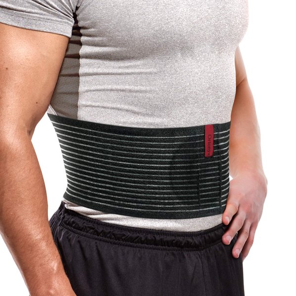 ORTONYX Premium Umbilical Hernia Belt for Men and Women / 6.25" Abdominal Binder With Hernia Support Pad - Navel Ventral Epigastric Incisional and Belly Button Hernias - Black OX5241-L/XL