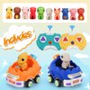 taseyok 2 Pack Remote Control Car for Toddlers, Dinosaur Toys for Kids 2-6, Toddler Sensory Toys with LED Lights and Sound, Christmas Birthday Gifts for Boys and Girls 2 3 4 5 6 Year Old