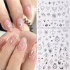 Laser Silver Nail Art Sticker Decal Sun Moon Butterfly Design Nail Decals 3D Self-Adhesive Nail Art Supplies Love Heart Flower Flame Nail Art Sticker Decoration for Women Manicure Supplies (6Sheets)