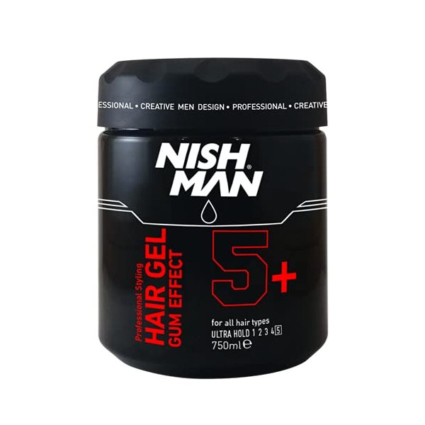 nishman Hair Styling Series (5+ Ultra Hold Styling Gel Gum Effect, 750ml)