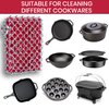 Zylark Cast Iron Scrubber with Bamboo Towel - 316 Cast Iron Cleaner Scrubber with Silicone Insert - Cast Iron Chainmail Scrubber for Cast Iron Pans - Cast Iron Skillet Scrubber for Cast Iron Cookware
