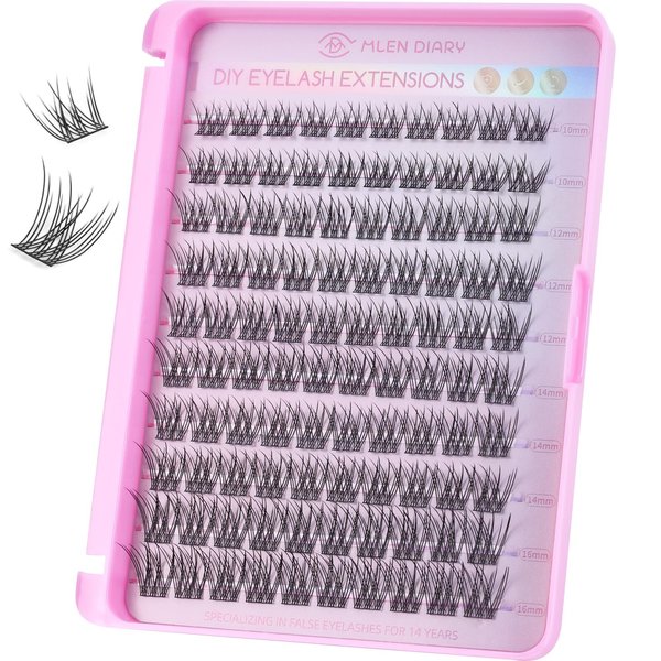 Cluster Lashes Wispy Individual Lash Extensions D Curl Natural Lash Clusters 10-16MM 100 Pcs DIY Eyelash Extension Reusable Eyelash Clusters at Home by MLEN DIARY