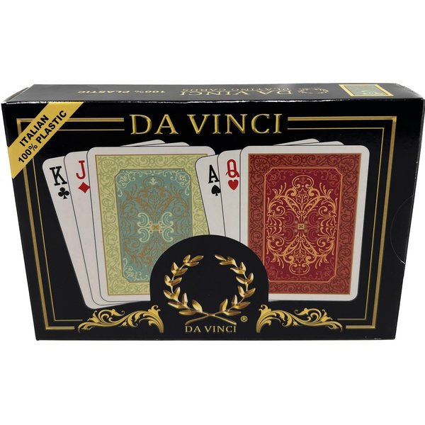 DA VINCI Persiano, Italian 100% Plastic Playing Cards, 2 Deck Set Poker Size Regular Index, with Hard Shell Case & 2 Cut Cards