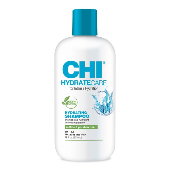 CHI HydrateCare Hydrating Shampoo, Balances Hair Moisture and Protects Against Damage and Hair Breakage, Sulfate, Paraben, & Cruelty-Free, 12 Oz