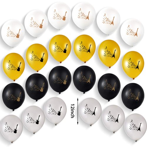 48 Pieces Guitar Latex Balloons Assorted Colored Party Balloons for Wedding Baby Shower Birthday Party Decoration, 12 Inches