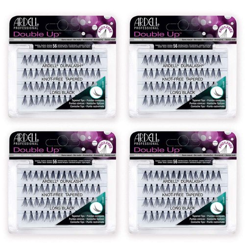 Ardell False Eyelashes Double Up Individuals Knot-Free Long Black 4 Pack