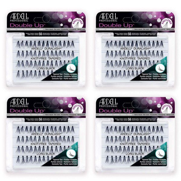 Ardell False Eyelashes Double Up Individuals Knot-Free Long Black 4 Pack