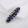 Kercisbeauty Blue Crystal Beads Vintage Hair Barrettes for Women Girls Thin Hair Jewelry Wedding Bridal Cute Hair Piece (Oval)