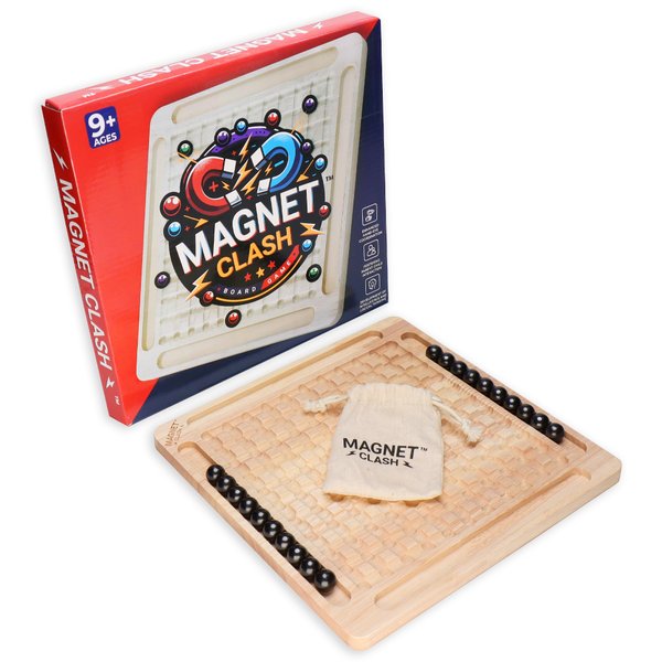 MAGNET CLASH - New 2024 Magnetic Chess Board Game Set with 20 Stones - Educational Strategy & Puzzle Game for Families and Parties, Brain Teaser for Kids & Adults, Ideal Gift
