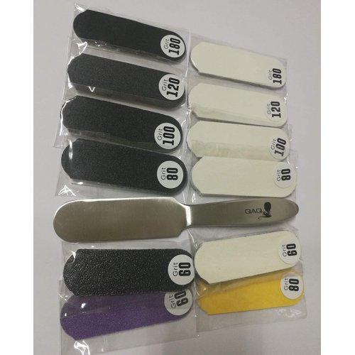 REUSABLE STAINLESS STEEL PEDICURE FOOT FILE WITH 35 PIECES OF DISPOSABLE REFILL PADS