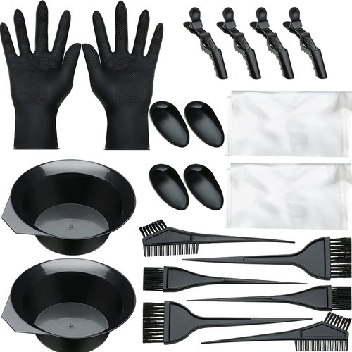 20 PCS Hair Dye Brush and Bowl Tool Kit, Hair Dye Coloring Kit, Dye Brush, Hair Tinting Bowl, Ear Cover, Gloves for DIY Salon Hair Coloring Bleaching Hair Dryers Hair Dye Tools