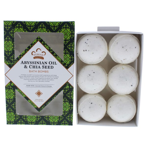 Nubian Heritage Bath Bomb Abyssin Chia, 6 Bath Bombs
