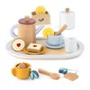 KizKnows Wooden Toy Tea Set for Little Girls, Toddler Tea Party Set Kids Pretend Play Kitchen Accessories with Play Food Gift for Girls Boys 3 Years and up
