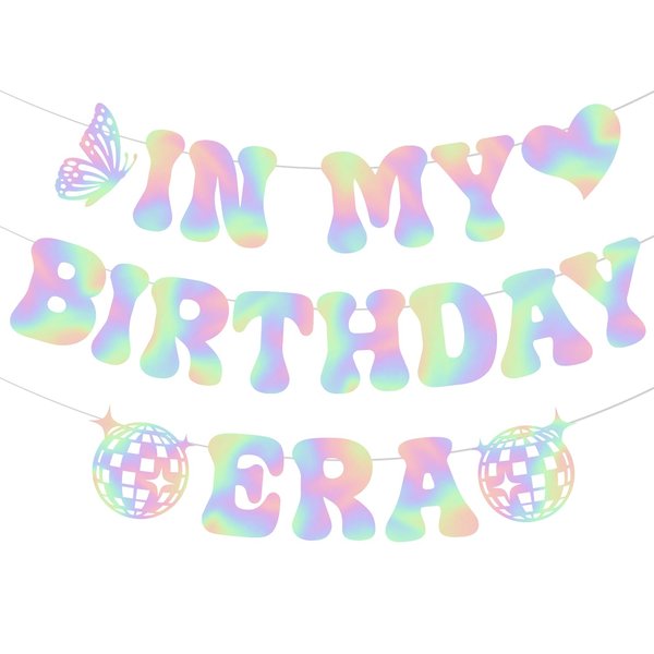 In My Birthday Era Banner, NO-DIY Glitter Popular Birthday Decorations Banner, Its A Girl Garland for Birthday Party Decorations, Per-strung Hot Laser Girls Birthday Banner