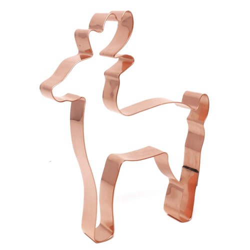 Christmas Deer Reindeer Cookie Cutter 3.75 X 5 inches - Handcrafted Copper Cookie Cutter by The Fussy Pup