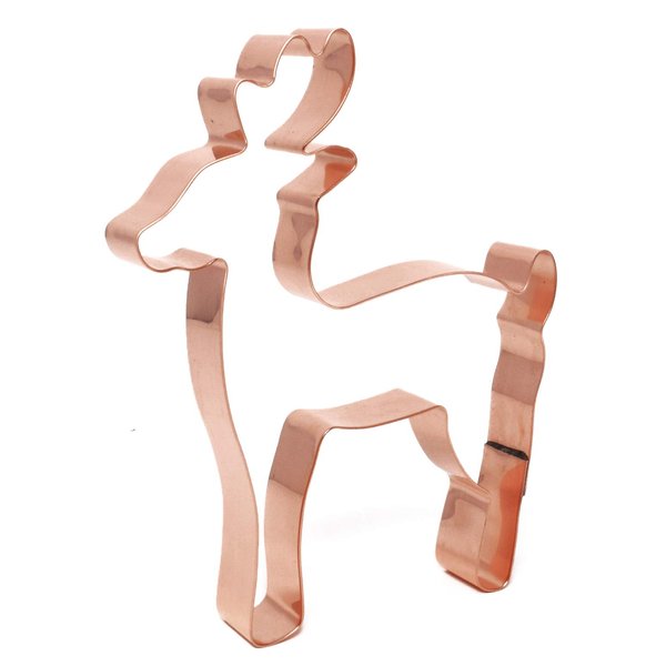 Christmas Deer Reindeer Cookie Cutter 3.75 X 5 inches - Handcrafted Copper Cookie Cutter by The Fussy Pup