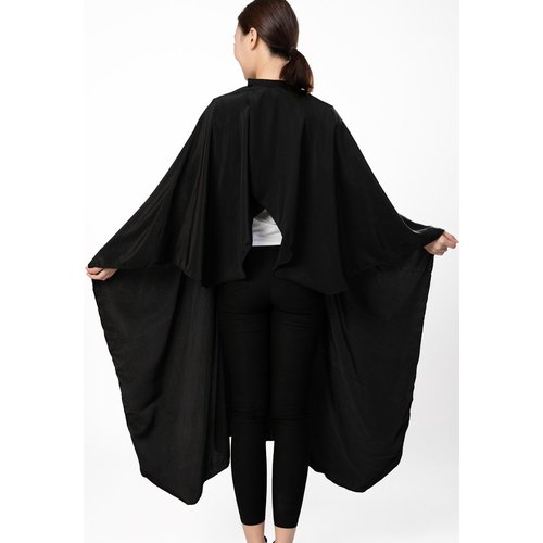 PERFEHAIR Barber Hair Cutting Cape - Black Salon Haircut Gown, 55" x 59", 5.8 Ounces, Super Silky Smooth Texture