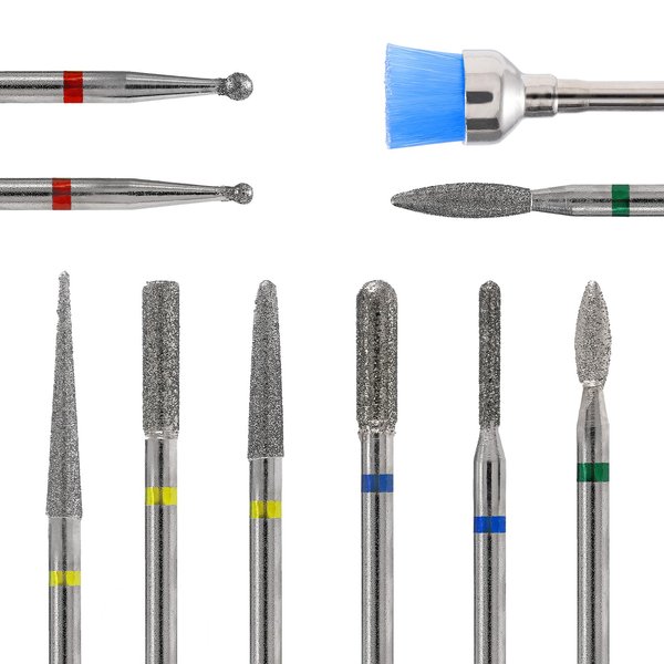 MelodySusie 10pcs Nail Drill Bits Set, 3/32 Inch Diamond Cuticle Nail Bits Kit for Nail Drill E-File, Manicure Pedicure Remover Tools for Acrylic Gel Nails, Salon Home Nail Care Supplies, Silver