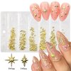 400Pcs Star Nail Charms for Nails Art 3D Gold Silver Star Nail Charms Metallic Studs Rhinestones Star Nail Jewelry Decorations Manicure Kit Nails Art Supplies Accessories for Women Girls Acrylic Nails