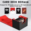 ZLCA Card Deck Box for Trading Cards, MTG Commander Deck Box Holds 120+ Single Sleeved Cards, Leather Magnetic Card Storage Box Fits for TCG CCG Magic Cards (Black&Red)