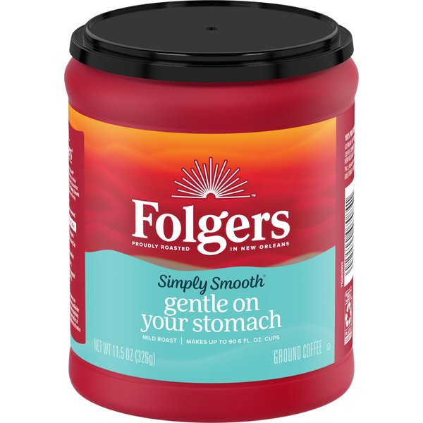 Folgers Simply Smooth Mild Roast Ground Coffee, 11.5 Ounces