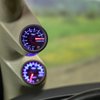 GlowShift Tinted 7 Color Analog Needle Wideband Air/Fuel Ratio AFR Gauge - Includes Oxygen Sensor, Data Logging Output & Weld-in Bung - Black Dial - Smoked Lens - 2-1/16" 52mm