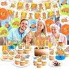 Capybara Birthday Party Supplies Capybara Theme Party Decorations Include 1Pc Happy Birthday Banner, 2Pcs Honeycomb, 18Pcs Latex Balloons, 50Pcs Stickers, 1Pc Cake Topper, 24Pcs Cupcake Toppers