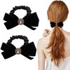 Lavifinac 2 Pcs Black Velvet Scrunchies for Women and Girls, Hair Ties with Bow Bowknot Elastics No Damage Elastic Hair Rubber Bands Hair Accessories Ponytail Holder