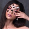 Black White Zebra Face Stickers Animal Face Gem Stickers White Crystal Diamond Face Art Stickers Black Glitter Face Decals Design Party Face Eye Decoration for Festival Party 2Sheets