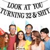 Black Glitter Look at You Turning 32 & Shit Banner, Happy 32nd Birthday/Level 32 Unlocked/Cheers to 32 Years, Funny 32nd Birthday Party Decorations Supplies