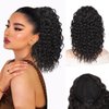 QGZ Ponytail Extension,Drawstring Ponytail for Black Women 14 Inch Synthetic Short Wavy Curly Layered Pony Tails Hair Extensions for Daily Use(Black)
