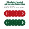 Battery Terminal Cleaners (2 pcs), Plus 12 pcs Battery Terminal Anti-Corrosion Fiber Washers (6 Red & 6 Green) for Car Marine Battery