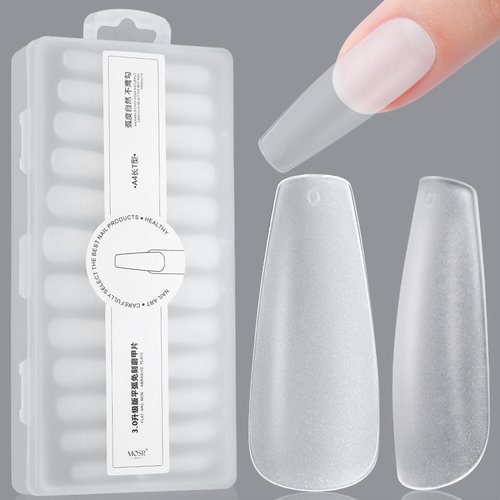 240 Pcs Long Coffin Nails Tips Matte Full Cover Soft Gel Nail Tips Pre-shaped Gelly Tips Acrylic Clear Fake Press On Nail Tips for Nail Extension Manicure Design 12 Sizes