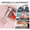 RHOS Folding Brush with Mirror for Women,Girls-Portable Mini Hair Brush for Purse,Small Pocket Hair Brush with Soft Nylon Bristles-Portable Brush with Mirror for Travel(Beige)