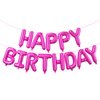 Hot Pink Happy Birthday Balloons Banner,16 Inch Mylar Foil Letters Set,Inflatable Reusable Party Decor,for Women,Men,Kids Boys & Girls Birthday Decorations Party Supplies