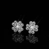Silver Rhinestone Flower with Mini Pearl Center Bridal Hair Pin - Set Of 2