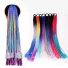 Girls Rainbow Ponytail Hair Extensions Accessories Kids Colorful Wigs Rainbow Braids Hair Extensions With Rubber Bands Rainbow Braided Ponytail Synthetic Hairpieces for Kids Crazy Hair Day Accessories